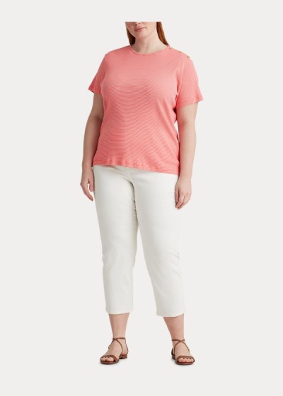 Tops Ralph Lauren Mujer Rojos / Blancos - Button-Trim Striped Cotton - BJRKE4132